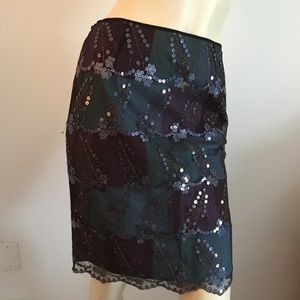 New Due Per Due sequin patchwork skirt with lace overlay